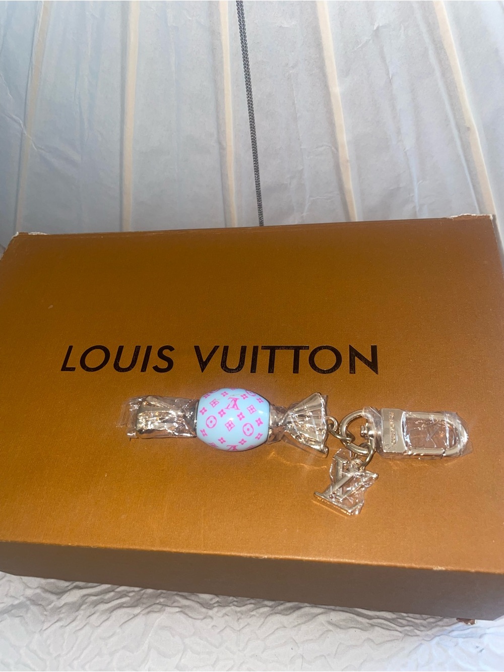 Rare Fashion monogram Pink & Light Blue Candy Charm Key Holder